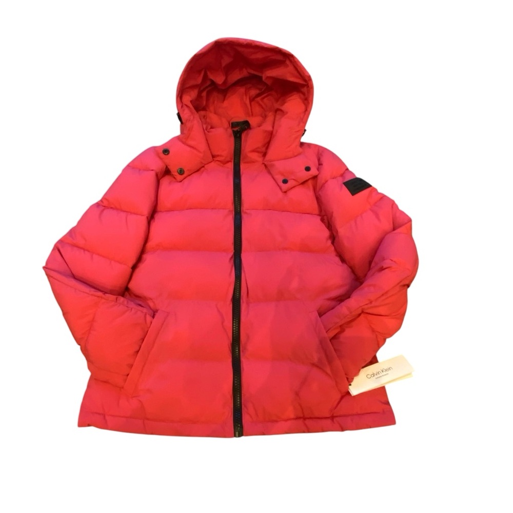 Calvin Klein Women’s Hooded Puffer Jacket CW233608 Pink Size Medium‎ NWT